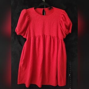 Who what wear red jacquard baby doll dress